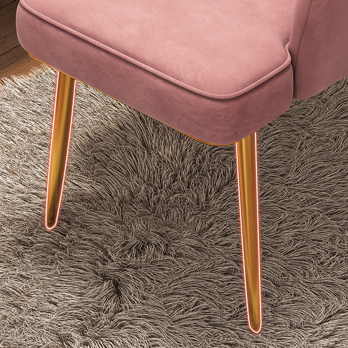 Contemporary Metal Side Chair Home Upholstered Arm Crown Top Back Chair Clearhalo ' kitchen&dining_furn' 'Dining Chairs' 'Dining Tables & Seating' 'dining_chair' 'furn' 'furn_dining_chair' 'Furniture' 'furniture_dining_chair' 'Kitchen & Dining Furniture' 'kitchen' 3779320