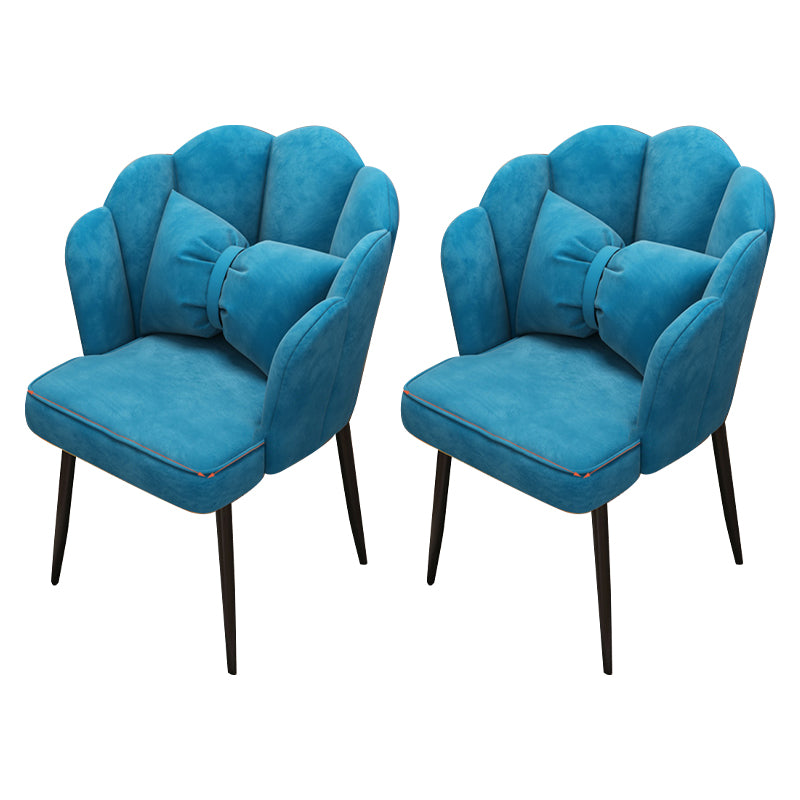 Contemporary Metal Side Chair Home Upholstered Arm Crown Top Back Chair Blue 2 Piece Set Black Clearhalo ' kitchen&dining_furn' 'Dining Chairs' 'Dining Tables & Seating' 'dining_chair' 'furn' 'furn_dining_chair' 'Furniture' 'furniture_dining_chair' 'Kitchen & Dining Furniture' 'kitchen' 3779321