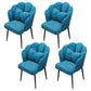 Contemporary Metal Side Chair Home Upholstered Arm Crown Top Back Chair Blue 4 Piece Set Black Clearhalo ' kitchen&dining_furn' 'Dining Chairs' 'Dining Tables & Seating' 'dining_chair' 'furn' 'furn_dining_chair' 'Furniture' 'furniture_dining_chair' 'Kitchen & Dining Furniture' 'kitchen' 3779323