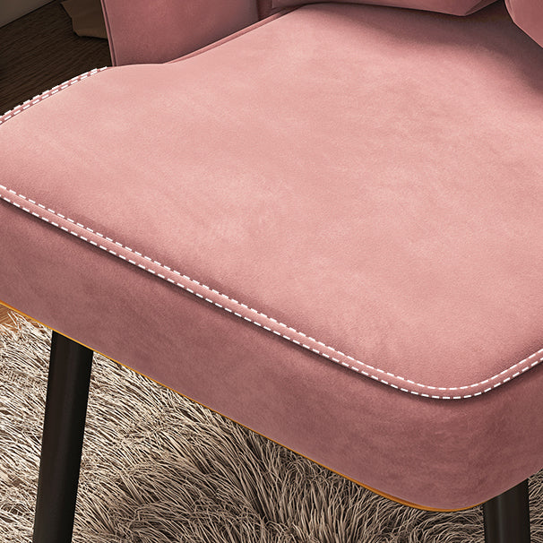 Contemporary Metal Side Chair Home Upholstered Arm Crown Top Back Chair Clearhalo ' kitchen&dining_furn' 'Dining Chairs' 'Dining Tables & Seating' 'dining_chair' 'furn' 'furn_dining_chair' 'Furniture' 'furniture_dining_chair' 'Kitchen & Dining Furniture' 'kitchen' 3779324