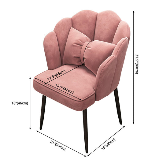 Contemporary Metal Side Chair Home Upholstered Arm Crown Top Back Chair Clearhalo ' kitchen&dining_furn' 'Dining Chairs' 'Dining Tables & Seating' 'dining_chair' 'furn' 'furn_dining_chair' 'Furniture' 'furniture_dining_chair' 'Kitchen & Dining Furniture' 'kitchen' 3779326