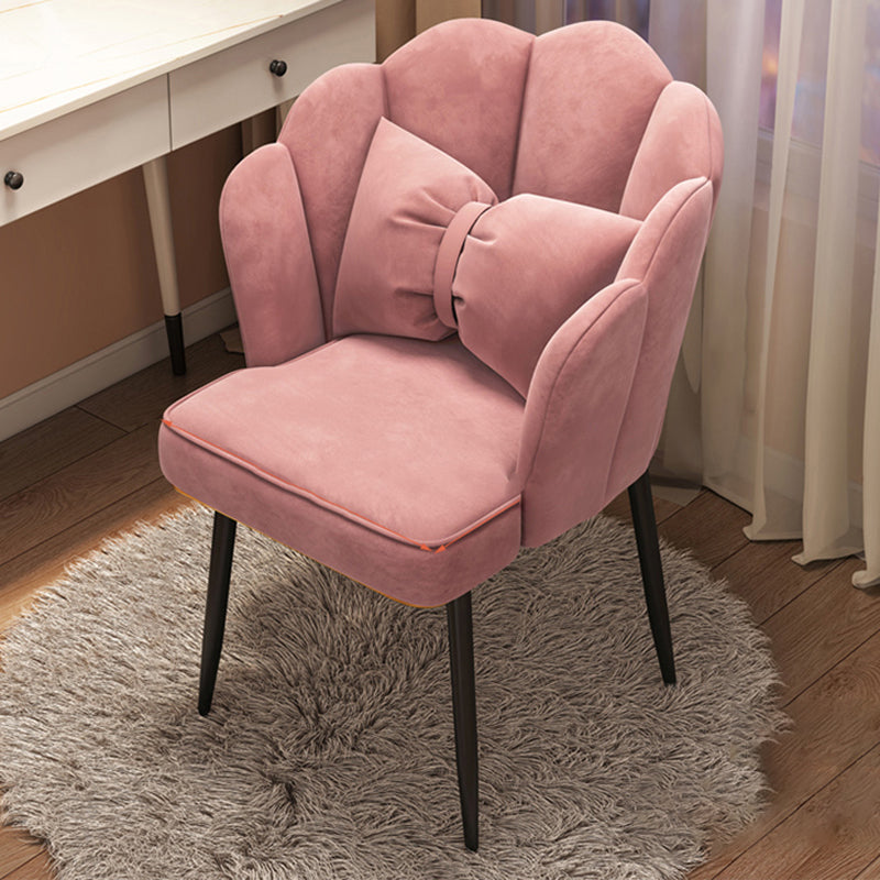 Contemporary Metal Side Chair Home Upholstered Arm Crown Top Back Chair Cameo Brown 1 Piece Black Clearhalo ' kitchen&dining_furn' 'Dining Chairs' 'Dining Tables & Seating' 'dining_chair' 'furn' 'furn_dining_chair' 'Furniture' 'furniture_dining_chair' 'Kitchen & Dining Furniture' 'kitchen' 3779329