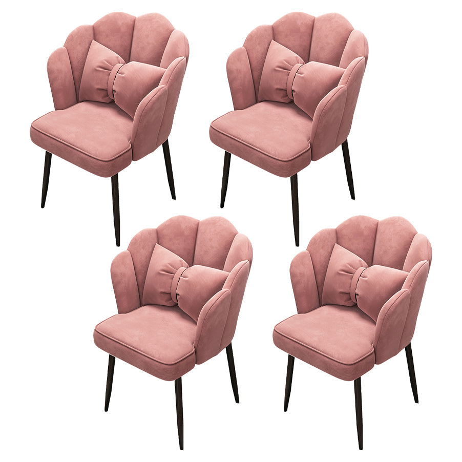 Contemporary Metal Side Chair Home Upholstered Arm Crown Top Back Chair Cameo Brown 4 Piece Set Black Clearhalo ' kitchen&dining_furn' 'Dining Chairs' 'Dining Tables & Seating' 'dining_chair' 'furn' 'furn_dining_chair' 'Furniture' 'furniture_dining_chair' 'Kitchen & Dining Furniture' 'kitchen' 3779331