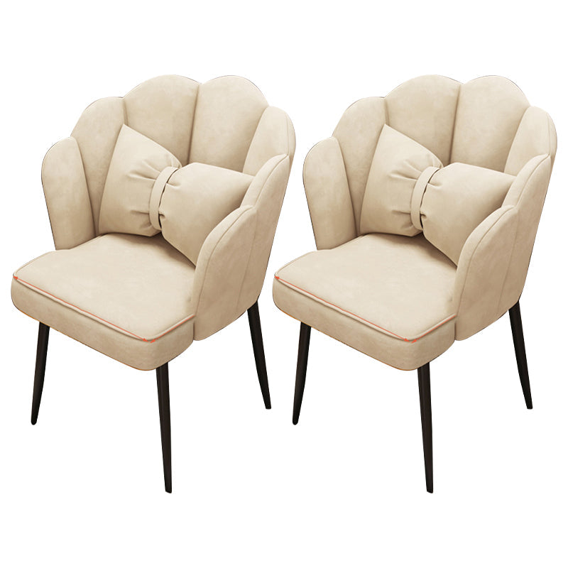 Contemporary Metal Side Chair Home Upholstered Arm Crown Top Back Chair Off-White 2 Piece Set Black Clearhalo ' kitchen&dining_furn' 'Dining Chairs' 'Dining Tables & Seating' 'dining_chair' 'furn' 'furn_dining_chair' 'Furniture' 'furniture_dining_chair' 'Kitchen & Dining Furniture' 'kitchen' 3779333