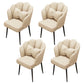 Contemporary Metal Side Chair Home Upholstered Arm Crown Top Back Chair Off-White 4 Piece Set Black Clearhalo ' kitchen&dining_furn' 'Dining Chairs' 'Dining Tables & Seating' 'dining_chair' 'furn' 'furn_dining_chair' 'Furniture' 'furniture_dining_chair' 'Kitchen & Dining Furniture' 'kitchen' 3779334