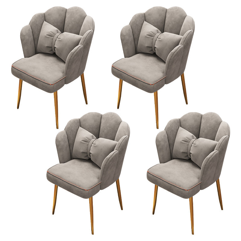 Contemporary Metal Side Chair Home Upholstered Arm Crown Top Back Chair Grey 4 Piece Set Brass Gold Clearhalo ' kitchen&dining_furn' 'Dining Chairs' 'Dining Tables & Seating' 'dining_chair' 'furn' 'furn_dining_chair' 'Furniture' 'furniture_dining_chair' 'Kitchen & Dining Furniture' 'kitchen' 3779337