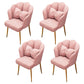 Contemporary Metal Side Chair Home Upholstered Arm Crown Top Back Chair Pink 4 Piece Set Brass Gold Clearhalo ' kitchen&dining_furn' 'Dining Chairs' 'Dining Tables & Seating' 'dining_chair' 'furn' 'furn_dining_chair' 'Furniture' 'furniture_dining_chair' 'Kitchen & Dining Furniture' 'kitchen' 3779340
