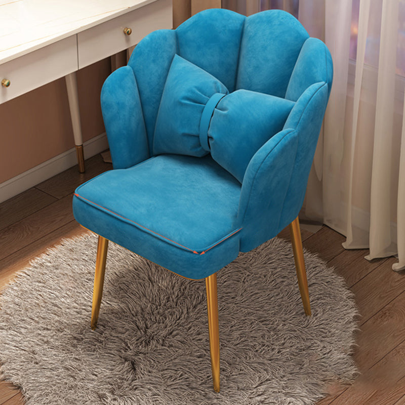 Contemporary Metal Side Chair Home Upholstered Arm Crown Top Back Chair Blue 1 Piece Brass Gold Clearhalo ' kitchen&dining_furn' 'Dining Chairs' 'Dining Tables & Seating' 'dining_chair' 'furn' 'furn_dining_chair' 'Furniture' 'furniture_dining_chair' 'Kitchen & Dining Furniture' 'kitchen' 3779341