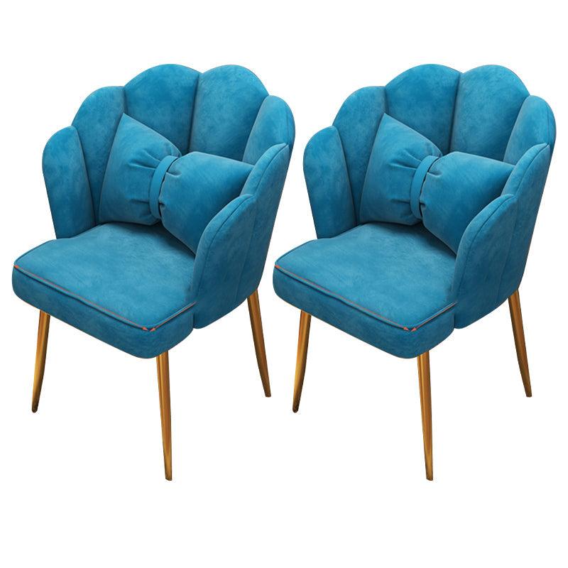 Contemporary Metal Side Chair Home Upholstered Arm Crown Top Back Chair Blue 2 Piece Set Brass Gold Clearhalo ' kitchen&dining_furn' 'Dining Chairs' 'Dining Tables & Seating' 'dining_chair' 'furn' 'furn_dining_chair' 'Furniture' 'furniture_dining_chair' 'Kitchen & Dining Furniture' 'kitchen' 3779342