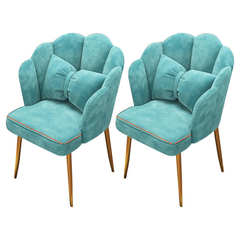 Contemporary Metal Side Chair Home Upholstered Arm Crown Top Back Chair Lake Blue 2 Piece Set Brass Gold Clearhalo ' kitchen&dining_furn' 'Dining Chairs' 'Dining Tables & Seating' 'dining_chair' 'furn' 'furn_dining_chair' 'Furniture' 'furniture_dining_chair' 'Kitchen & Dining Furniture' 'kitchen' 3779345