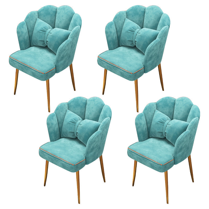 Contemporary Metal Side Chair Home Upholstered Arm Crown Top Back Chair Lake Blue 4 Piece Set Brass Gold Clearhalo ' kitchen&dining_furn' 'Dining Chairs' 'Dining Tables & Seating' 'dining_chair' 'furn' 'furn_dining_chair' 'Furniture' 'furniture_dining_chair' 'Kitchen & Dining Furniture' 'kitchen' 3779346