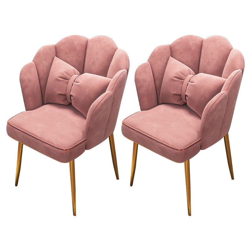 Contemporary Metal Side Chair Home Upholstered Arm Crown Top Back Chair Cameo Brown 2 Piece Set Brass Gold Clearhalo ' kitchen&dining_furn' 'Dining Chairs' 'Dining Tables & Seating' 'dining_chair' 'furn' 'furn_dining_chair' 'Furniture' 'furniture_dining_chair' 'Kitchen & Dining Furniture' 'kitchen' 3779348