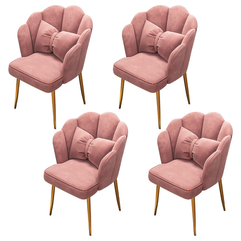 Contemporary Metal Side Chair Home Upholstered Arm Crown Top Back Chair Cameo Brown 4 Piece Set Brass Gold Clearhalo ' kitchen&dining_furn' 'Dining Chairs' 'Dining Tables & Seating' 'dining_chair' 'furn' 'furn_dining_chair' 'Furniture' 'furniture_dining_chair' 'Kitchen & Dining Furniture' 'kitchen' 3779349