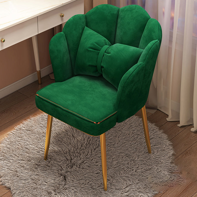 Contemporary Metal Side Chair Home Upholstered Arm Crown Top Back Chair Blackish Green 1 Piece Brass Gold Clearhalo ' kitchen&dining_furn' 'Dining Chairs' 'Dining Tables & Seating' 'dining_chair' 'furn' 'furn_dining_chair' 'Furniture' 'furniture_dining_chair' 'Kitchen & Dining Furniture' 'kitchen' 3779350