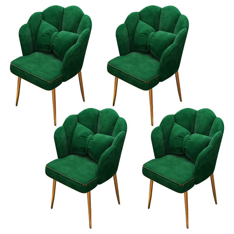Contemporary Metal Side Chair Home Upholstered Arm Crown Top Back Chair Blackish Green 4 Piece Set Brass Gold Clearhalo ' kitchen&dining_furn' 'Dining Chairs' 'Dining Tables & Seating' 'dining_chair' 'furn' 'furn_dining_chair' 'Furniture' 'furniture_dining_chair' 'Kitchen & Dining Furniture' 'kitchen' 3779352