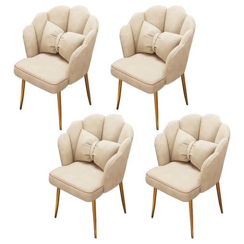 Contemporary Metal Side Chair Home Upholstered Arm Crown Top Back Chair Off-White 4 Piece Set Brass Gold Clearhalo ' kitchen&dining_furn' 'Dining Chairs' 'Dining Tables & Seating' 'dining_chair' 'furn' 'furn_dining_chair' 'Furniture' 'furniture_dining_chair' 'Kitchen & Dining Furniture' 'kitchen' 3779355