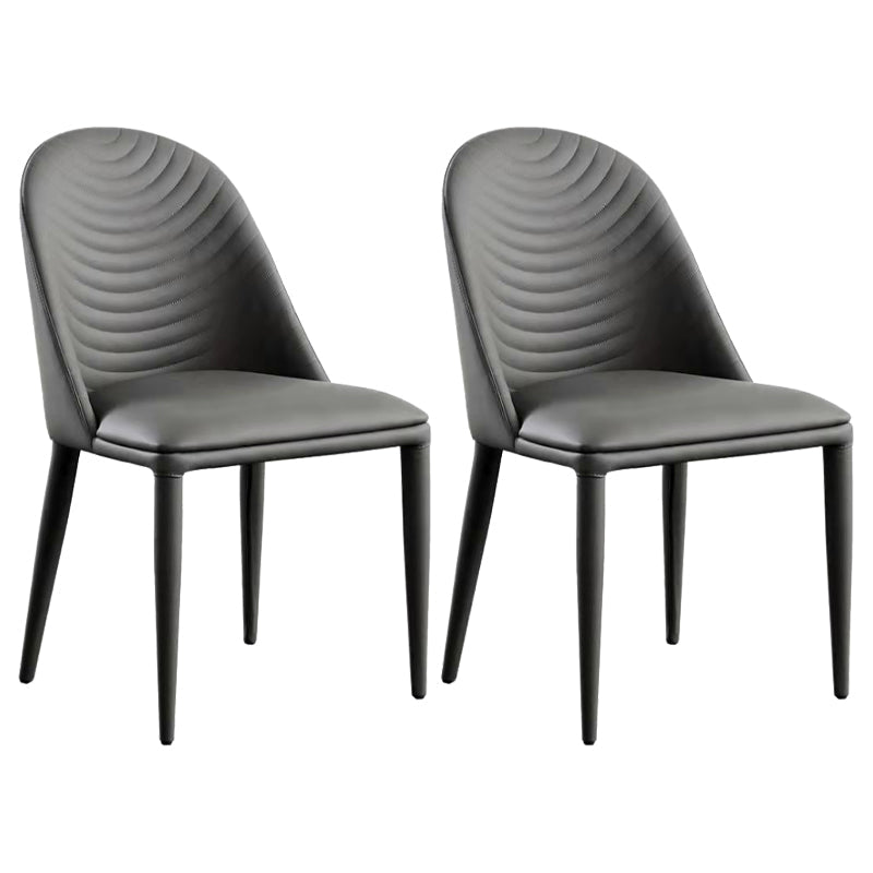 Contemporary Metal Dining Room Chairs Upholstered Armless Dining Chairs for Home Use Grey 2 Piece Set Clearhalo ' kitchen&dining_furn' 'Dining Chairs' 'Dining Tables & Seating' 'dining_chair' 'furn' 'furn_dining_chair' 'Furniture' 'furniture_dining_chair' 'Kitchen & Dining Furniture' 'kitchen' 3779357
