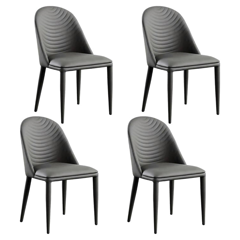 Contemporary Metal Dining Room Chairs Upholstered Armless Dining Chairs for Home Use Grey 4 Piece Set Clearhalo ' kitchen&dining_furn' 'Dining Chairs' 'Dining Tables & Seating' 'dining_chair' 'furn' 'furn_dining_chair' 'Furniture' 'furniture_dining_chair' 'Kitchen & Dining Furniture' 'kitchen' 3779358