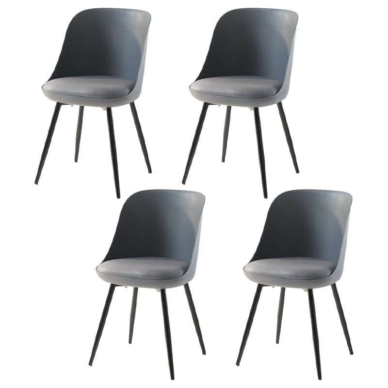 Leather Upholstered Armless Dining Chairs Solid Back Side Chairs with Metal Legs Grey 4 Piece Set Clearhalo ' kitchen&dining_furn' 'Dining Chairs' 'Dining Tables & Seating' 'dining_chair' 'furn' 'furn_dining_chair' 'Furniture' 'furniture_dining_chair' 'Kitchen & Dining Furniture' 'kitchen' 3779373