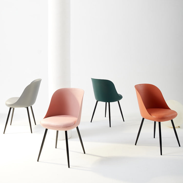 Leather Upholstered Armless Dining Chairs Solid Back Side Chairs with Metal Legs Clearhalo ' kitchen&dining_furn' 'Dining Chairs' 'Dining Tables & Seating' 'dining_chair' 'furn' 'furn_dining_chair' 'Furniture' 'furniture_dining_chair' 'Kitchen & Dining Furniture' 'kitchen' 3779376