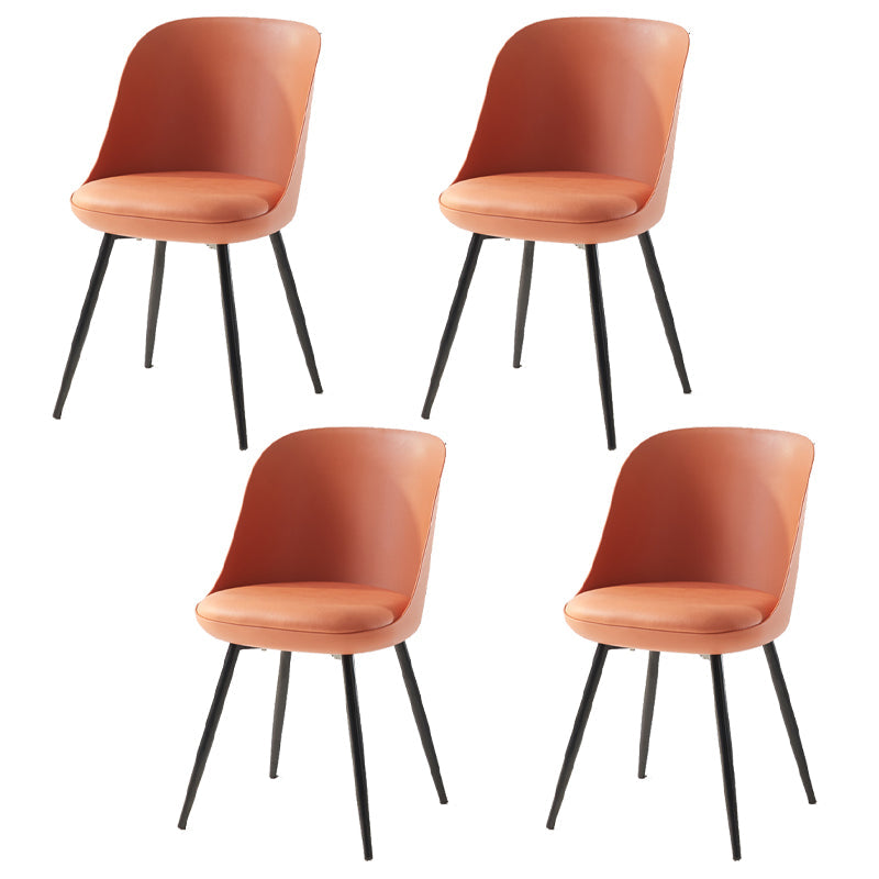 Leather Upholstered Armless Dining Chairs Solid Back Side Chairs with Metal Legs Orange 4 Piece Set Clearhalo ' kitchen&dining_furn' 'Dining Chairs' 'Dining Tables & Seating' 'dining_chair' 'furn' 'furn_dining_chair' 'Furniture' 'furniture_dining_chair' 'Kitchen & Dining Furniture' 'kitchen' 3779386