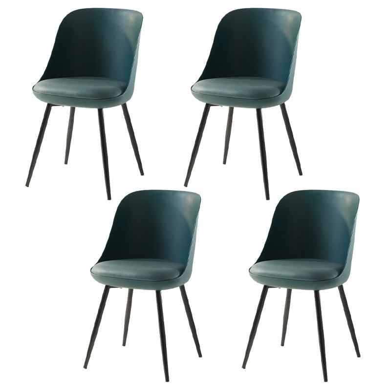 Leather Upholstered Armless Dining Chairs Solid Back Side Chairs with Metal Legs Blackish Green 4 Piece Set Clearhalo ' kitchen&dining_furn' 'Dining Chairs' 'Dining Tables & Seating' 'dining_chair' 'furn' 'furn_dining_chair' 'Furniture' 'furniture_dining_chair' 'Kitchen & Dining Furniture' 'kitchen' 3779392
