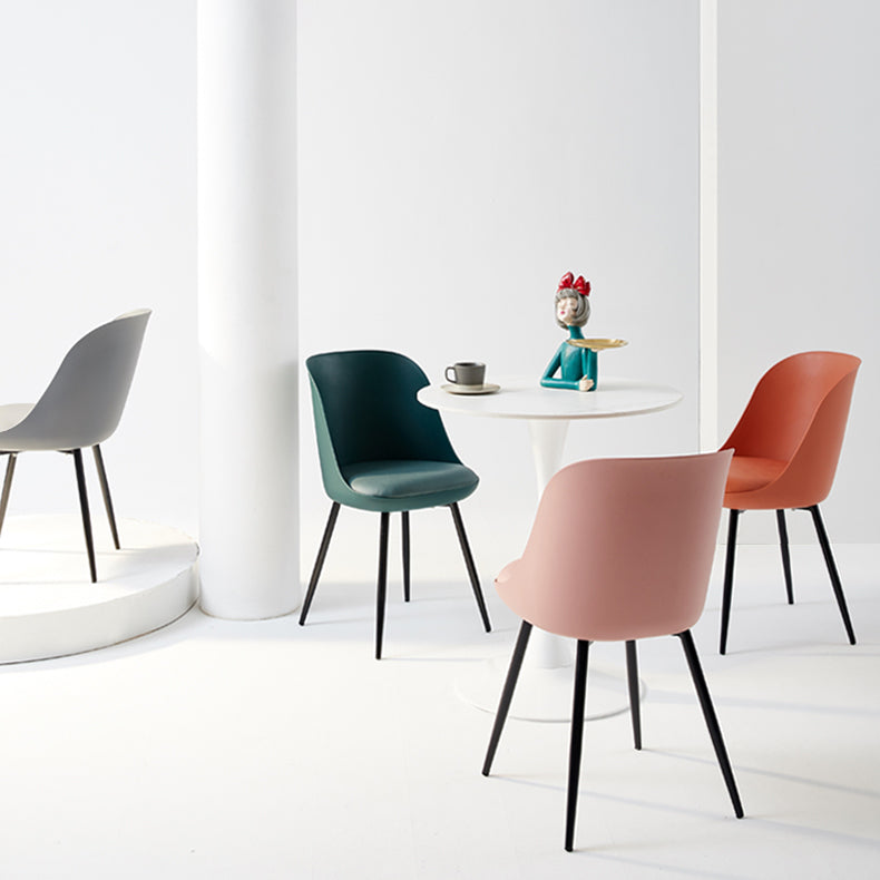 Leather Upholstered Armless Dining Chairs Solid Back Side Chairs with Metal Legs Clearhalo ' kitchen&dining_furn' 'Dining Chairs' 'Dining Tables & Seating' 'dining_chair' 'furn' 'furn_dining_chair' 'Furniture' 'furniture_dining_chair' 'Kitchen & Dining Furniture' 'kitchen' 3779395