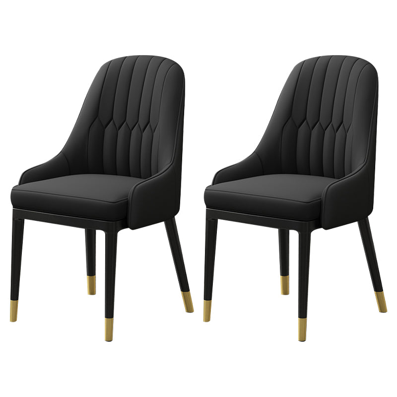 European Glam Style Metal Chair Kitchen Dining Room Solid Back Arm Chair Set Black 2 Piece Set Clearhalo ' kitchen&dining_furn' 'Dining Chairs' 'Dining Tables & Seating' 'dining_chair' 'furn' 'furn_dining_chair' 'Furniture' 'furniture_dining_chair' 'Kitchen & Dining Furniture' 'kitchen' 3779399