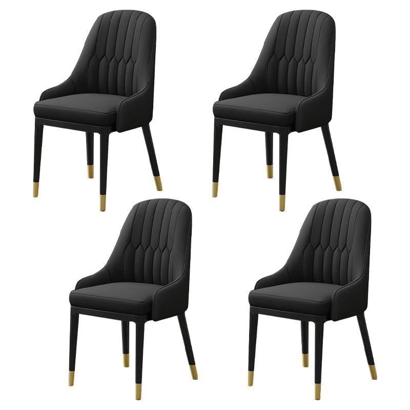European Glam Style Metal Chair Kitchen Dining Room Solid Back Arm Chair Set Black 4 Piece Set Clearhalo ' kitchen&dining_furn' 'Dining Chairs' 'Dining Tables & Seating' 'dining_chair' 'furn' 'furn_dining_chair' 'Furniture' 'furniture_dining_chair' 'Kitchen & Dining Furniture' 'kitchen' 3779401