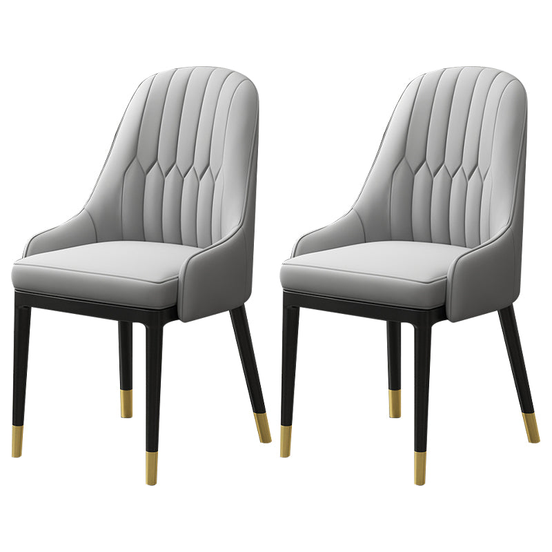 European Glam Style Metal Chair Kitchen Dining Room Solid Back Arm Chair Set Grey 2 Piece Set Clearhalo ' kitchen&dining_furn' 'Dining Chairs' 'Dining Tables & Seating' 'dining_chair' 'furn' 'furn_dining_chair' 'Furniture' 'furniture_dining_chair' 'Kitchen & Dining Furniture' 'kitchen' 3779404