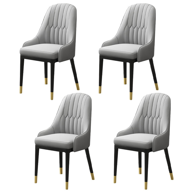 European Glam Style Metal Chair Kitchen Dining Room Solid Back Arm Chair Set Grey 4 Piece Set Clearhalo ' kitchen&dining_furn' 'Dining Chairs' 'Dining Tables & Seating' 'dining_chair' 'furn' 'furn_dining_chair' 'Furniture' 'furniture_dining_chair' 'Kitchen & Dining Furniture' 'kitchen' 3779406
