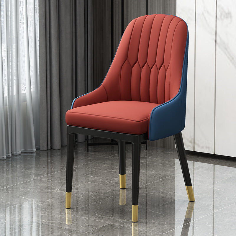 European Glam Style Metal Chair Kitchen Dining Room Solid Back Arm Chair Set Red 1 Piece Clearhalo ' kitchen&dining_furn' 'Dining Chairs' 'Dining Tables & Seating' 'dining_chair' 'furn' 'furn_dining_chair' 'Furniture' 'furniture_dining_chair' 'Kitchen & Dining Furniture' 'kitchen' 3779408