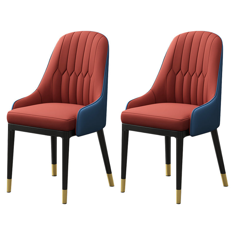 European Glam Style Metal Chair Kitchen Dining Room Solid Back Arm Chair Set Red 2 Piece Set Clearhalo ' kitchen&dining_furn' 'Dining Chairs' 'Dining Tables & Seating' 'dining_chair' 'furn' 'furn_dining_chair' 'Furniture' 'furniture_dining_chair' 'Kitchen & Dining Furniture' 'kitchen' 3779410