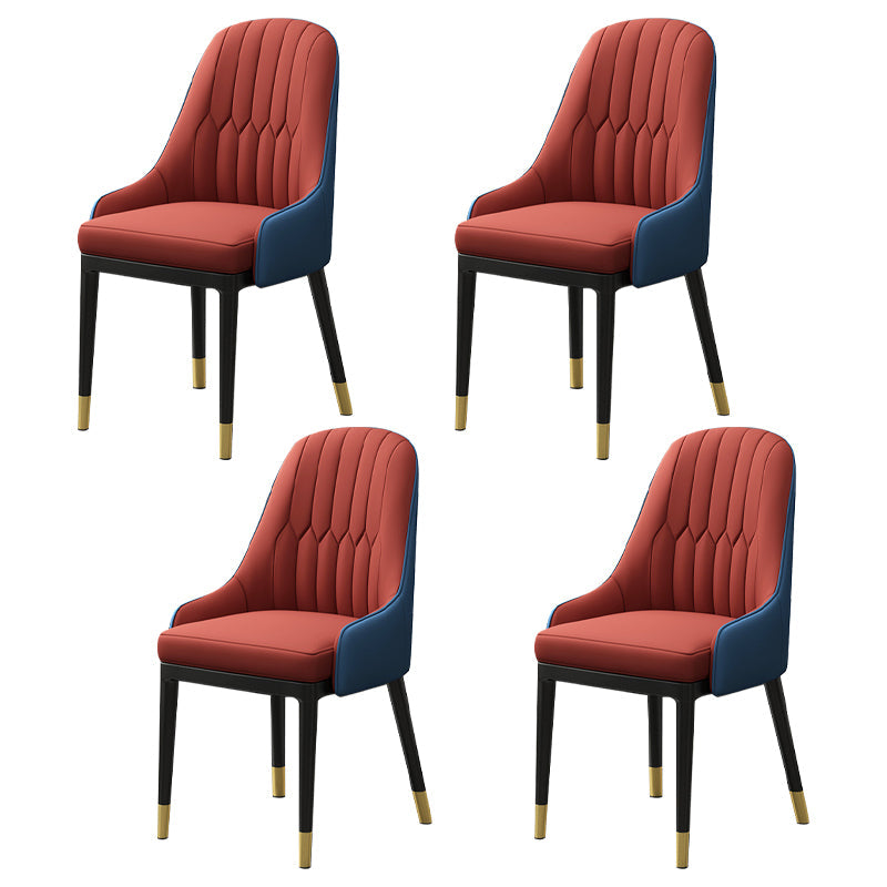 European Glam Style Metal Chair Kitchen Dining Room Solid Back Arm Chair Set Red 4 Piece Set Clearhalo ' kitchen&dining_furn' 'Dining Chairs' 'Dining Tables & Seating' 'dining_chair' 'furn' 'furn_dining_chair' 'Furniture' 'furniture_dining_chair' 'Kitchen & Dining Furniture' 'kitchen' 3779413