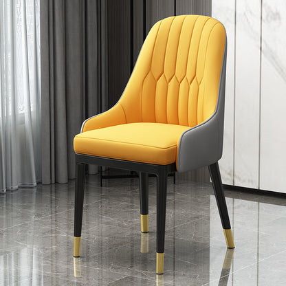 European Glam Style Metal Chair Kitchen Dining Room Solid Back Arm Chair Set Yellow 1 Piece Clearhalo ' kitchen&dining_furn' 'Dining Chairs' 'Dining Tables & Seating' 'dining_chair' 'furn' 'furn_dining_chair' 'Furniture' 'furniture_dining_chair' 'Kitchen & Dining Furniture' 'kitchen' 3779414