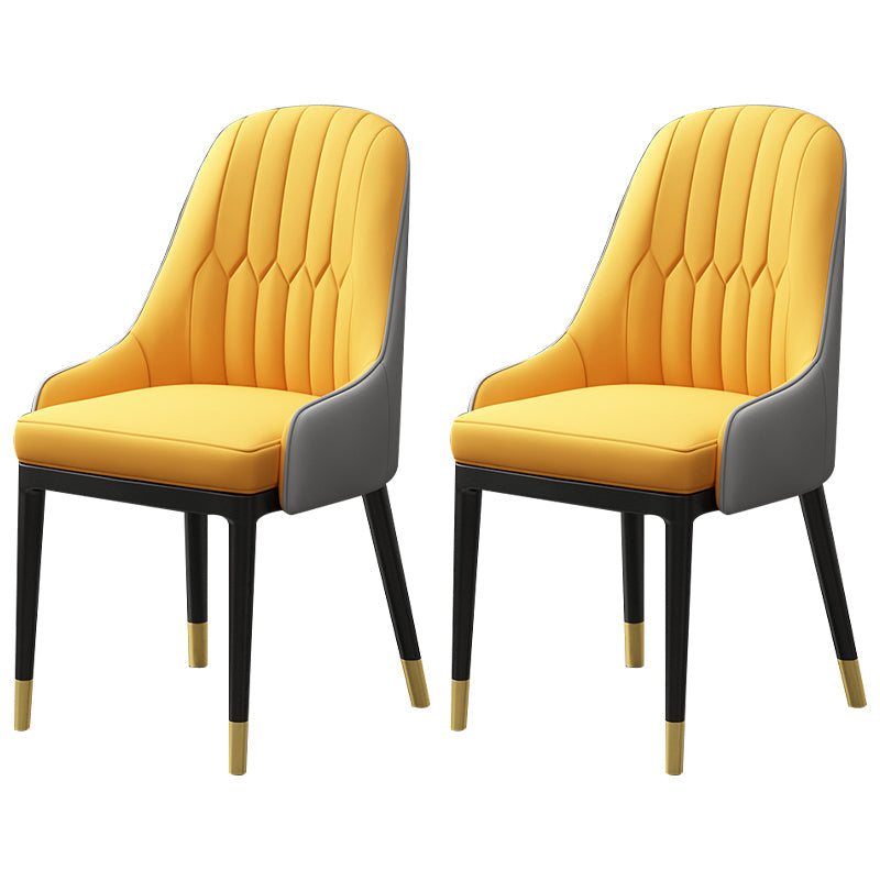 European Glam Style Metal Chair Kitchen Dining Room Solid Back Arm Chair Set Yellow 2 Piece Set Clearhalo ' kitchen&dining_furn' 'Dining Chairs' 'Dining Tables & Seating' 'dining_chair' 'furn' 'furn_dining_chair' 'Furniture' 'furniture_dining_chair' 'Kitchen & Dining Furniture' 'kitchen' 3779416