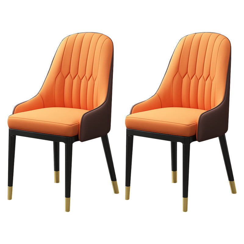 European Glam Style Metal Chair Kitchen Dining Room Solid Back Arm Chair Set Orange 2 Piece Set Clearhalo ' kitchen&dining_furn' 'Dining Chairs' 'Dining Tables & Seating' 'dining_chair' 'furn' 'furn_dining_chair' 'Furniture' 'furniture_dining_chair' 'Kitchen & Dining Furniture' 'kitchen' 3779421