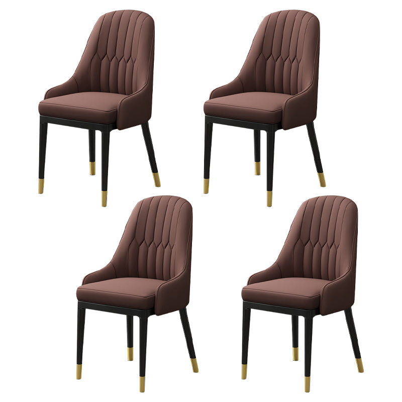 European Glam Style Metal Chair Kitchen Dining Room Solid Back Arm Chair Set Coffee 4 Piece Set Clearhalo ' kitchen&dining_furn' 'Dining Chairs' 'Dining Tables & Seating' 'dining_chair' 'furn' 'furn_dining_chair' 'Furniture' 'furniture_dining_chair' 'Kitchen & Dining Furniture' 'kitchen' 3779428
