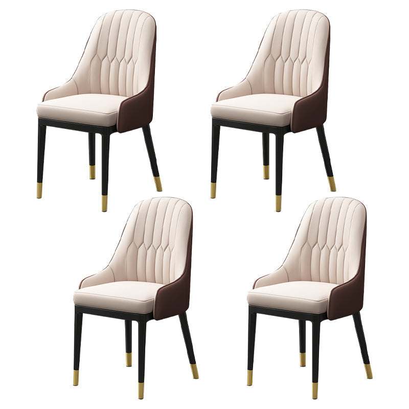 European Glam Style Metal Chair Kitchen Dining Room Solid Back Arm Chair Set Dark Coffee 4 Piece Set Clearhalo ' kitchen&dining_furn' 'Dining Chairs' 'Dining Tables & Seating' 'dining_chair' 'furn' 'furn_dining_chair' 'Furniture' 'furniture_dining_chair' 'Kitchen & Dining Furniture' 'kitchen' 3779431