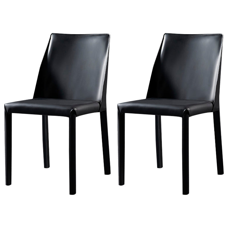 Designer Style Restaurant Saddle Leather Side Chair Matte Finish Parsons Dining Chair Black 2 Piece Set Clearhalo ' kitchen&dining_furn' 'Dining Chairs' 'Dining Tables & Seating' 'dining_chair' 'furn' 'furn_dining_chair' 'Furniture' 'furniture_dining_chair' 'Kitchen & Dining Furniture' 'kitchen' 3779435