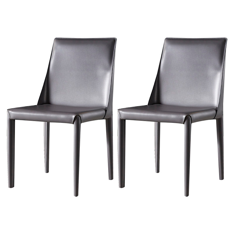 Designer Style Restaurant Saddle Leather Side Chair Matte Finish Parsons Dining Chair Grey 2 Piece Set Clearhalo ' kitchen&dining_furn' 'Dining Chairs' 'Dining Tables & Seating' 'dining_chair' 'furn' 'furn_dining_chair' 'Furniture' 'furniture_dining_chair' 'Kitchen & Dining Furniture' 'kitchen' 3779440