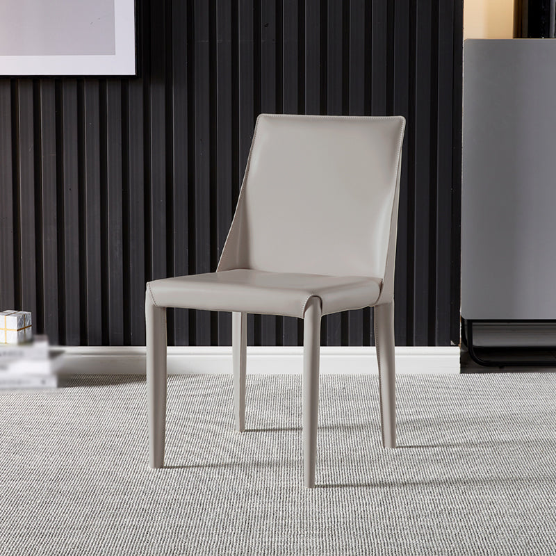 Designer Style Restaurant Saddle Leather Side Chair Matte Finish Parsons Dining Chair Light Gray 1 Piece Clearhalo ' kitchen&dining_furn' 'Dining Chairs' 'Dining Tables & Seating' 'dining_chair' 'furn' 'furn_dining_chair' 'Furniture' 'furniture_dining_chair' 'Kitchen & Dining Furniture' 'kitchen' 3779444