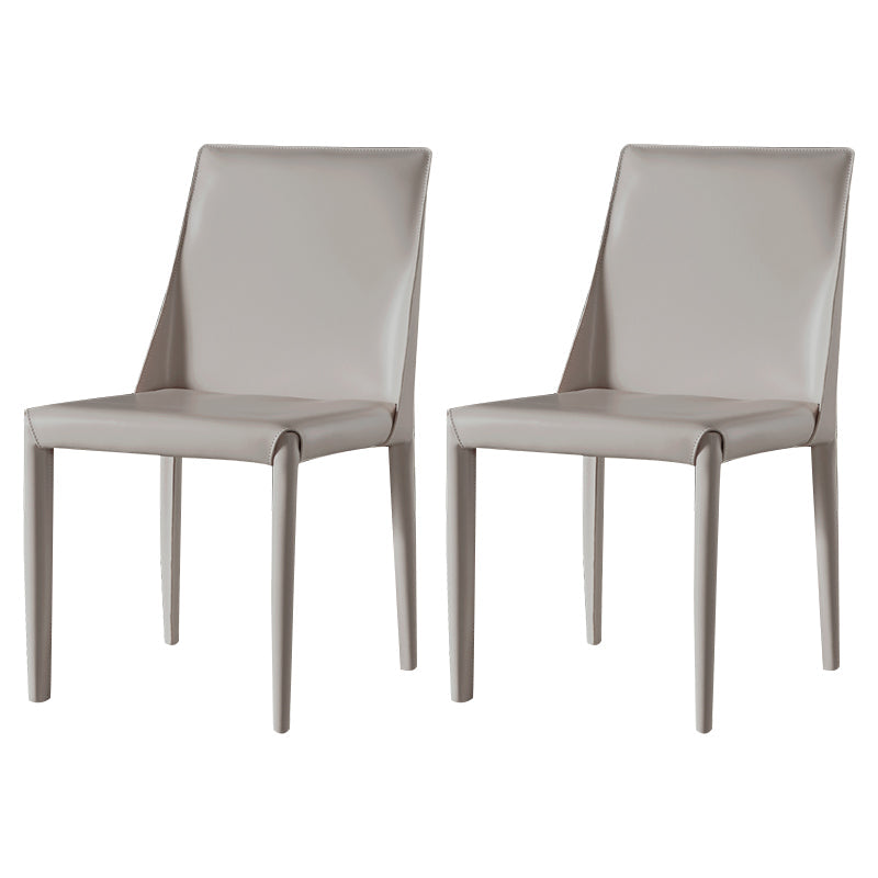 Designer Style Restaurant Saddle Leather Side Chair Matte Finish Parsons Dining Chair Light Gray 2 Piece Set Clearhalo ' kitchen&dining_furn' 'Dining Chairs' 'Dining Tables & Seating' 'dining_chair' 'furn' 'furn_dining_chair' 'Furniture' 'furniture_dining_chair' 'Kitchen & Dining Furniture' 'kitchen' 3779447