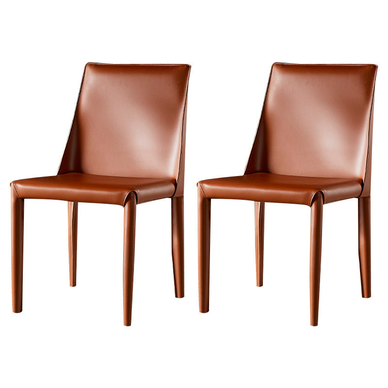 Designer Style Restaurant Saddle Leather Side Chair Matte Finish Parsons Dining Chair Brown 2 Piece Set Clearhalo ' kitchen&dining_furn' 'Dining Chairs' 'Dining Tables & Seating' 'dining_chair' 'furn' 'furn_dining_chair' 'Furniture' 'furniture_dining_chair' 'Kitchen & Dining Furniture' 'kitchen' 3779452