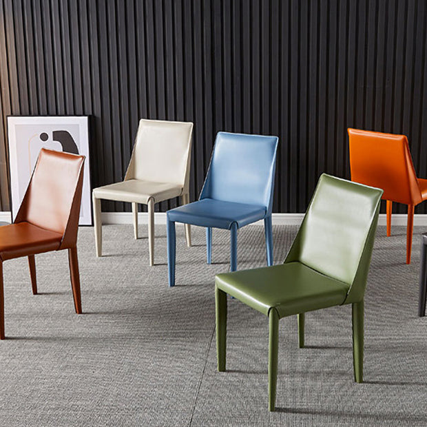 Designer Style Restaurant Saddle Leather Side Chair Matte Finish Parsons Dining Chair Clearhalo ' kitchen&dining_furn' 'Dining Chairs' 'Dining Tables & Seating' 'dining_chair' 'furn' 'furn_dining_chair' 'Furniture' 'furniture_dining_chair' 'Kitchen & Dining Furniture' 'kitchen' 3779453