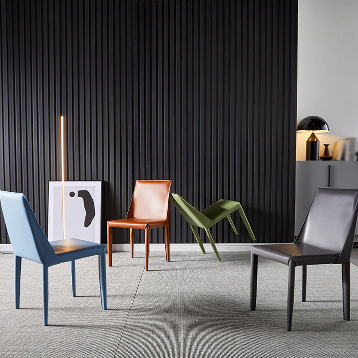 Designer Style Restaurant Saddle Leather Side Chair Matte Finish Parsons Dining Chair Clearhalo ' kitchen&dining_furn' 'Dining Chairs' 'Dining Tables & Seating' 'dining_chair' 'furn' 'furn_dining_chair' 'Furniture' 'furniture_dining_chair' 'Kitchen & Dining Furniture' 'kitchen' 3779454