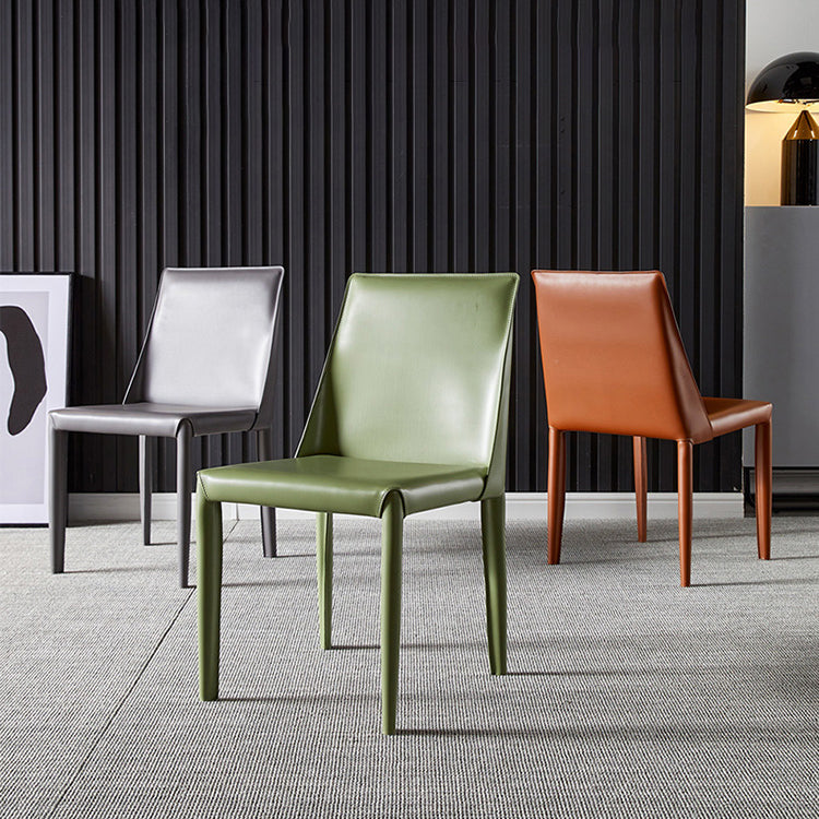 Designer Style Restaurant Saddle Leather Side Chair Matte Finish Parsons Dining Chair Clearhalo ' kitchen&dining_furn' 'Dining Chairs' 'Dining Tables & Seating' 'dining_chair' 'furn' 'furn_dining_chair' 'Furniture' 'furniture_dining_chair' 'Kitchen & Dining Furniture' 'kitchen' 3779456