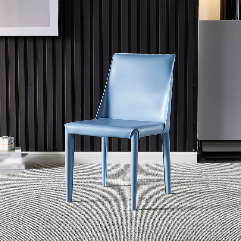 Designer Style Restaurant Saddle Leather Side Chair Matte Finish Parsons Dining Chair Light Blue 1 Piece Clearhalo ' kitchen&dining_furn' 'Dining Chairs' 'Dining Tables & Seating' 'dining_chair' 'furn' 'furn_dining_chair' 'Furniture' 'furniture_dining_chair' 'Kitchen & Dining Furniture' 'kitchen' 3779457