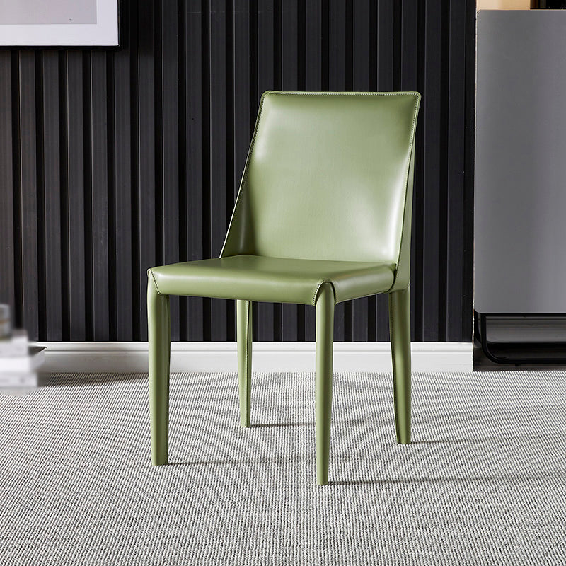 Designer Style Restaurant Saddle Leather Side Chair Matte Finish Parsons Dining Chair Green 1 Piece Clearhalo ' kitchen&dining_furn' 'Dining Chairs' 'Dining Tables & Seating' 'dining_chair' 'furn' 'furn_dining_chair' 'Furniture' 'furniture_dining_chair' 'Kitchen & Dining Furniture' 'kitchen' 3779460