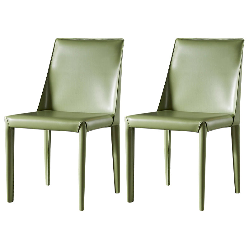 Designer Style Restaurant Saddle Leather Side Chair Matte Finish Parsons Dining Chair Green 2 Piece Set Clearhalo ' kitchen&dining_furn' 'Dining Chairs' 'Dining Tables & Seating' 'dining_chair' 'furn' 'furn_dining_chair' 'Furniture' 'furniture_dining_chair' 'Kitchen & Dining Furniture' 'kitchen' 3779461